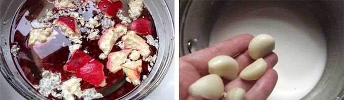 pomegranate peels and garlic to remove parasites